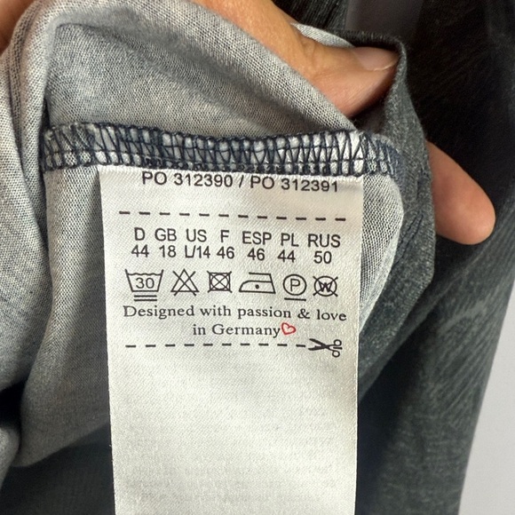 Olsen Europe Elegant Gray Patterned Shimmer Detail Long Sleeve Large Blouse - Picture 9 of 10